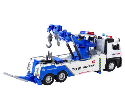 Truck With Crane Two Metal Hooks White And Blue Lights Sounds