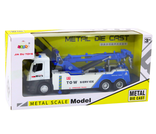 Truck With Crane Two Metal Hooks White And Blue Lights Sounds