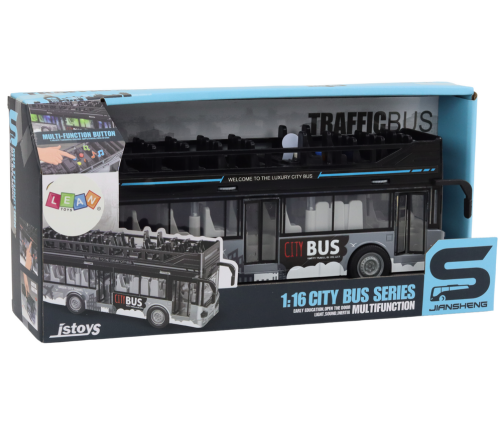 City Bus Double-Decker 1:16 Drive Lights Sounds Black