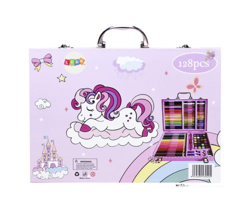 Art Set in a Suitcase with a Unicorn Pink 128 EL