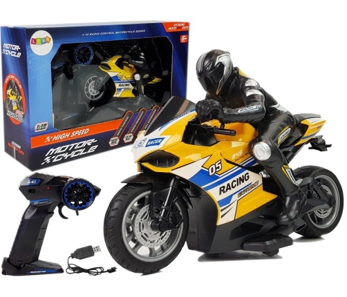 Sports Motorcycle 2.4G Remote Controlled Racer Range 35m Yellow