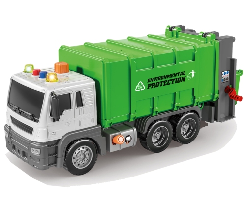 Green 1:16 Segregation Rubbish Truck with Friction Drive Sound effects