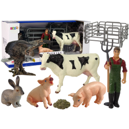 Large Farm Animal Figurine Set + Farmer and Homestead 11 Pieces