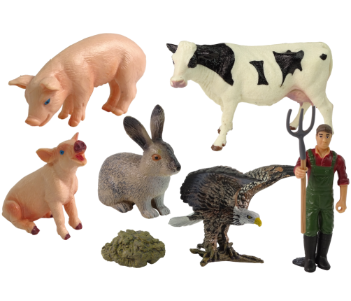 Large Farm Animal Figurine Set + Farmer and Homestead 11 Pieces