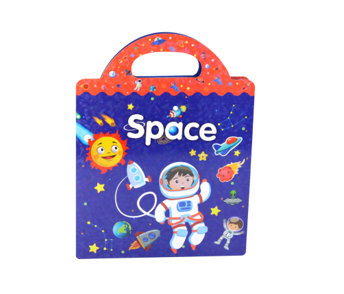 Set of Educational Stickers Space Learning English Book