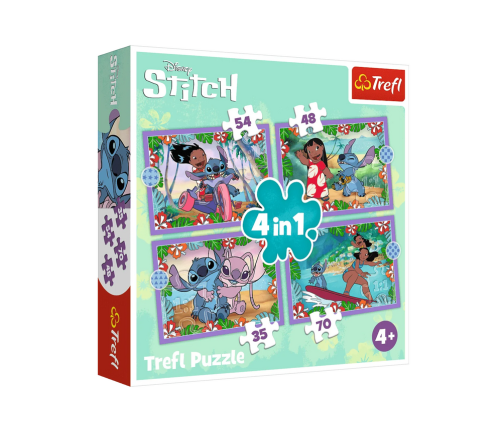 Puzzle 4in1 Crazy Day Lilo & Stitch Trefl 34633