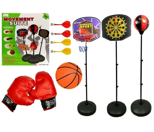 Set of Sports Games 3in1 Basketball Darts Boxing