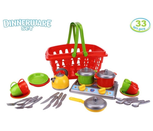 Basket Set of Kitchen Accessories with a Stove 1172