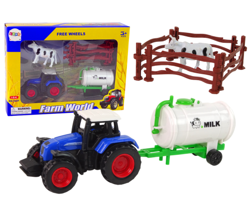 Farm Set Tractor Milk Tank Cow 1:64