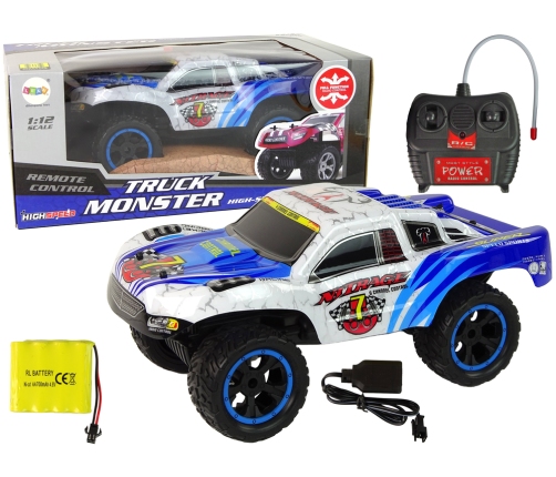 Remote Control Car RC Truck Monster 1:12 White