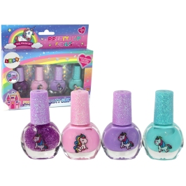 Beauty Set Colorful Nail Polishes 4 Pieces Unicorns