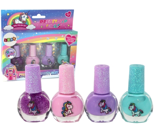 Beauty Set Colorful Nail Polishes 4 Pieces Unicorns