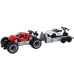 Set of Red Off-Road Car and White Sports Car Tow Truck