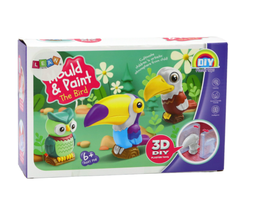 Set of Creative Artistic Birds 3D Plaster Paints