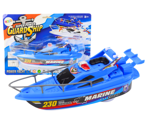 Police Boat Battery Operated Floating Boat Blue Water Toy