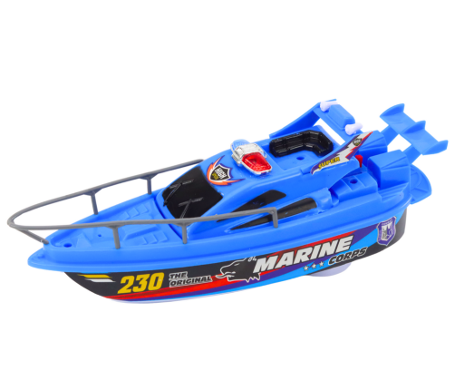 Police Boat Battery Operated Floating Boat Blue Water Toy