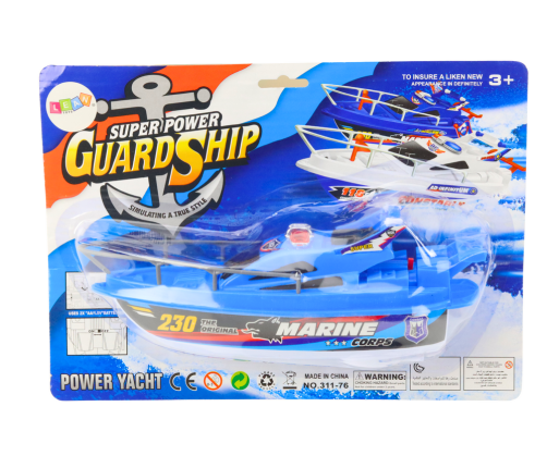 Police Boat Battery Operated Floating Boat Blue Water Toy