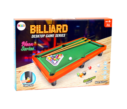 Mini Billiards Arcade Table Game 3 Cues Triangle Balls