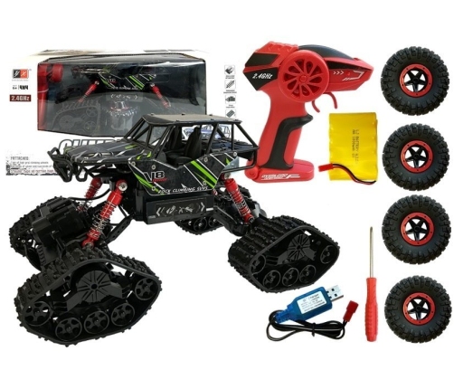 Offroad R/C Car 4x4 Black with Green Pattern