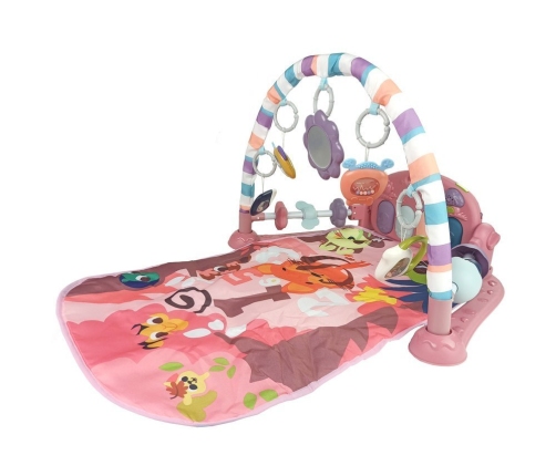 Baby Mat with Foam Rattles Teething Ring Mirror Sound Pink