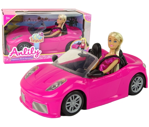 Pink Sports Car Doll Set