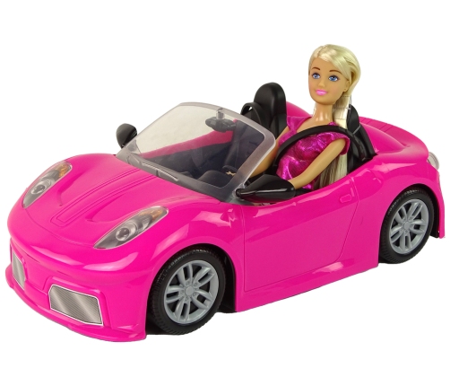 Pink Sports Car Doll Set