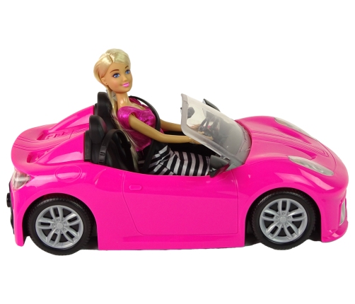 Pink Sports Car Doll Set