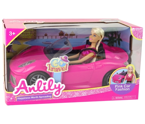 Pink Sports Car Doll Set