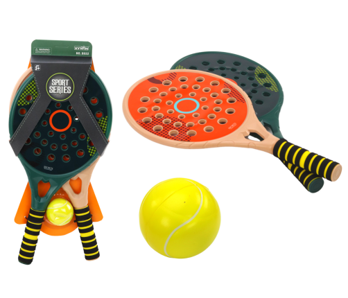 Set of 2 Children's Padel Rackets, Green, Beige, Yellow PU Ball