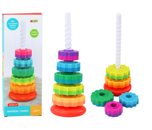 Rotating Pyramid Tower Sorter Rainbow Puzzle 36cm 6 El.