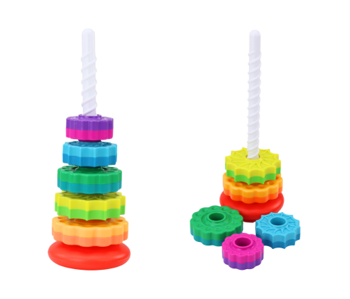 Rotating Pyramid Tower Sorter Rainbow Puzzle 36cm 6 El.