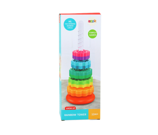 Rotating Pyramid Tower Sorter Rainbow Puzzle 36cm 6 El.