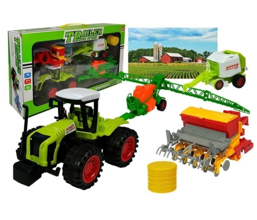 Set of Vehicle Farmer Tractor