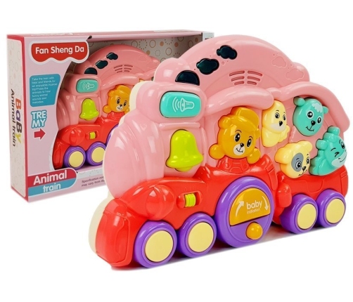 Interactive Locomotive with Animals Animal Sounds Light Effects Pink