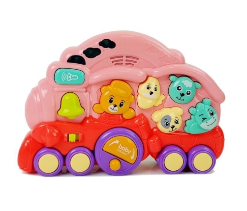 Interactive Locomotive with Animals Animal Sounds Light Effects Pink