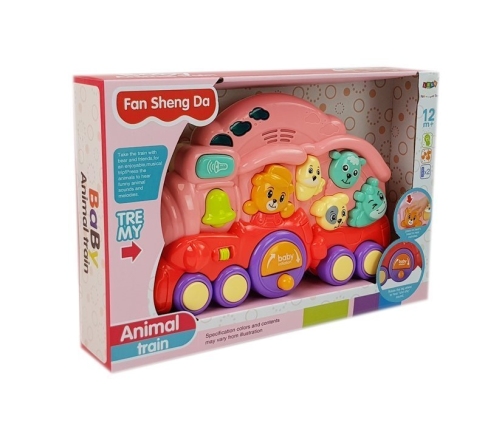 Interactive Locomotive with Animals Animal Sounds Light Effects Pink