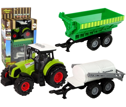 Set Tractor with Machinery Trailer Tanker LED sounds