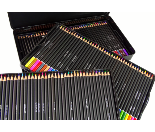 Set of 120 Art Crayons Metal Container