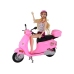 Set of a doll on a pink scooter with movable elements