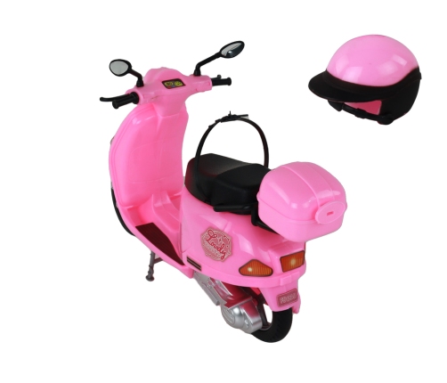 Set of a doll on a pink scooter with movable elements