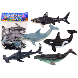 Set of Figures of the Largest Sea Animals Orca Whale Shark 6 pcs