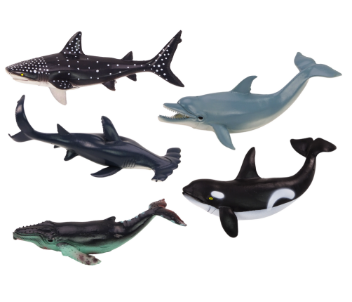 Set of Figures of the Largest Sea Animals Orca Whale Shark 6 pcs