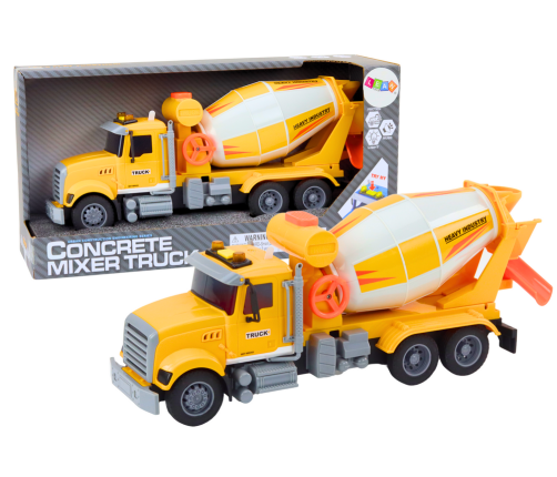 Yellow Concrete Mixer Truck With Friction Drive Light and Sound Effects