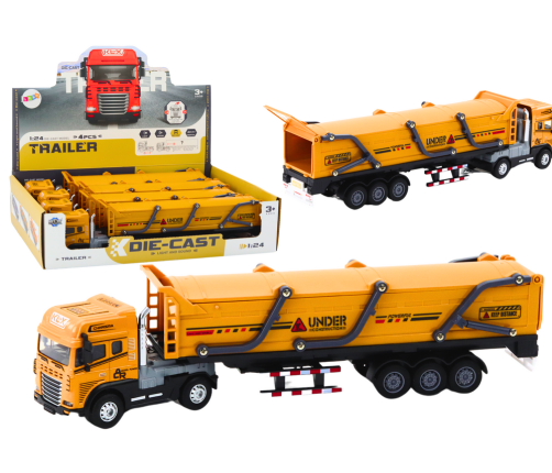 Truck With Trailer TIR Transport Vehicle 1:24 Sounds Lights Yellow