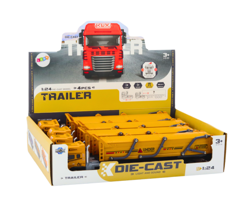 Truck With Trailer TIR Transport Vehicle 1:24 Sounds Lights Yellow