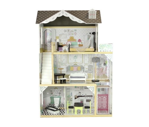 Wooden dolls' house Villa Wioletta White Light Balcony