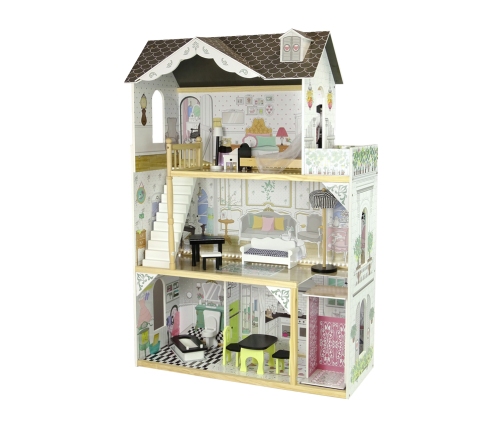 Wooden dolls' house Villa Wioletta White Light Balcony