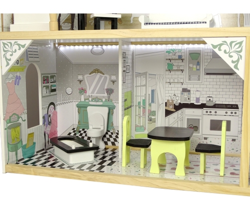 Wooden dolls' house Villa Wioletta White Light Balcony