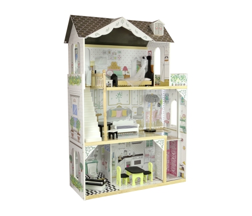 Wooden dolls' house Villa Wioletta White Light Balcony