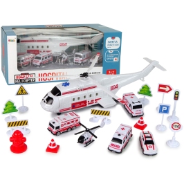 Hospital Ambulance Helicopter Vehicle Set